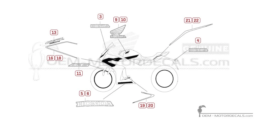 Stickers voor Honda CBR650R  2025 • Honda OEM Stickers