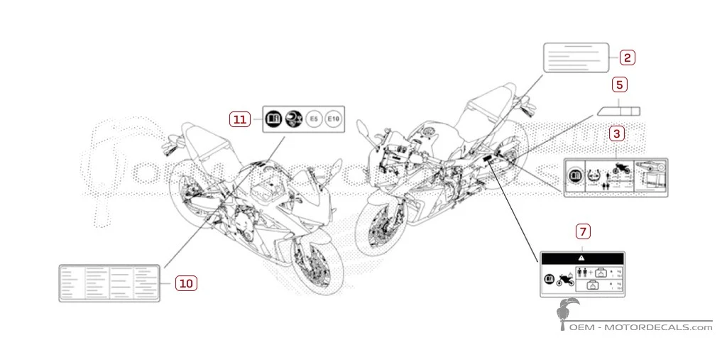 Stickers voor Waarschuwingslabels • Honda OEM Stickers