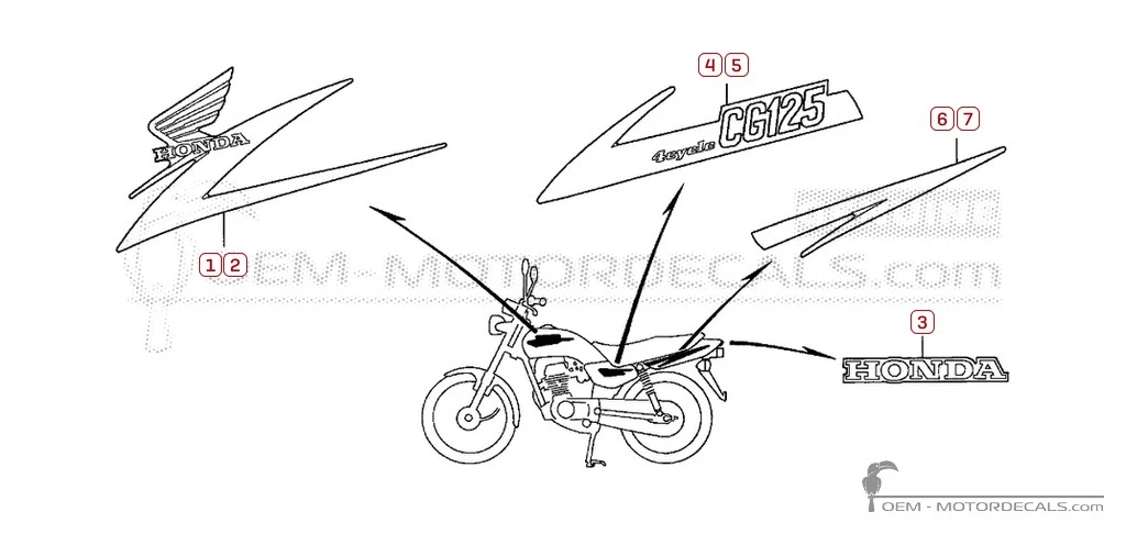 Aufkleber für Honda CG125 2001 • Honda OEM-Aufkleber