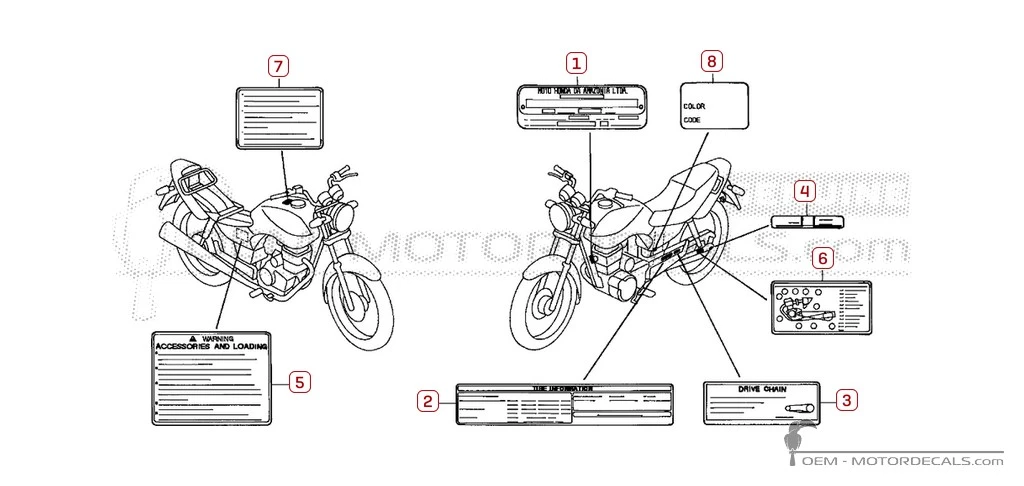 Pegatinas para Etiquetas de precaución • Honda Pegatinas OEM Pegatinas para Etiquetas de precaución • Honda Pegatinas OEM