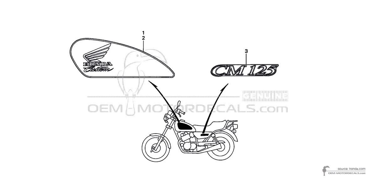 Decals for Honda CM125C CUSTOM 1999 - Blue • Honda OEM Decals