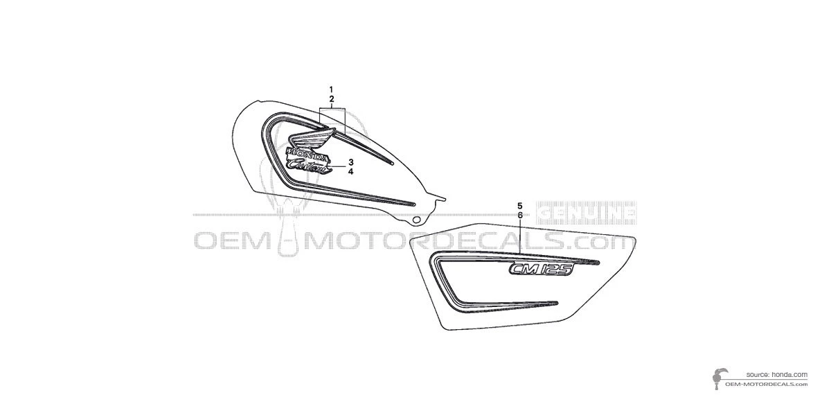 Aufkleber für Honda CM125C CUSTOM 1992 - Baiser • Honda OEM-Aufkleber
