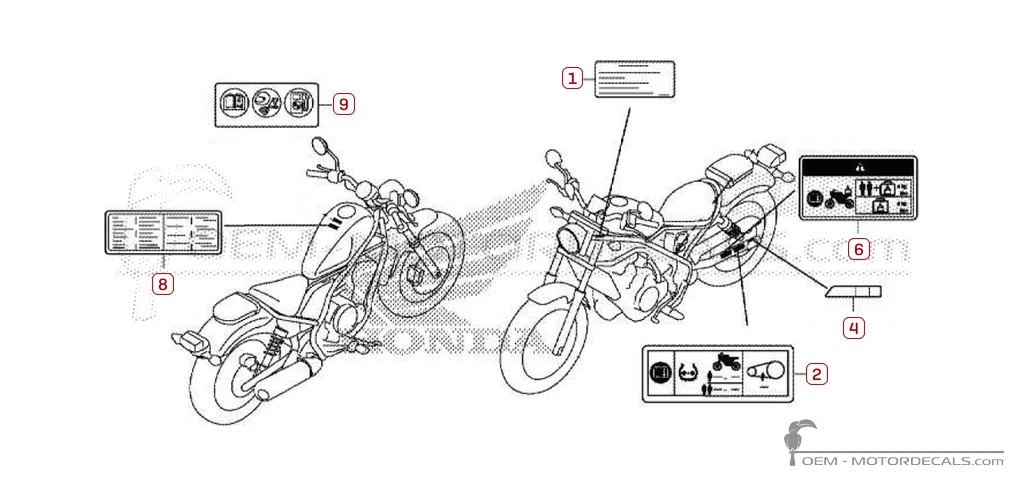Naklejki do Naklejki ostrzegawcze • Honda Naklejki OEM