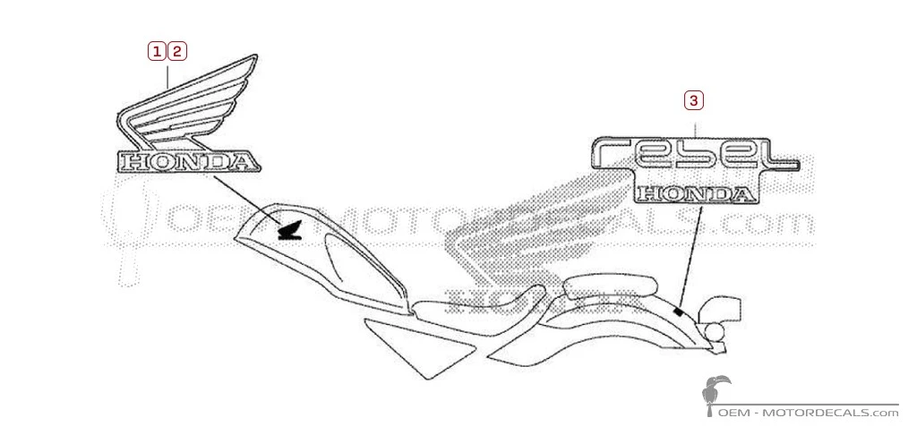 Stickers voor Honda CMX500 REBEL 2019 • Honda OEM Stickers