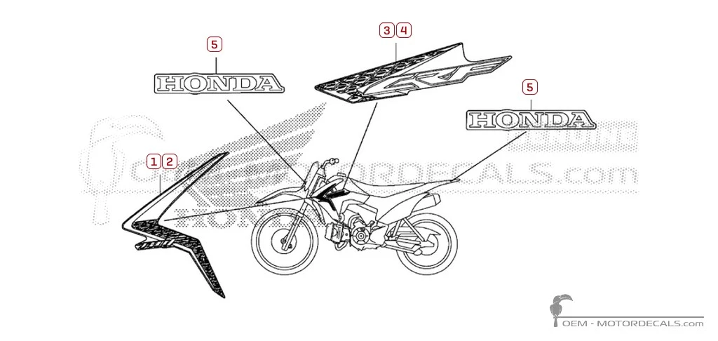 Adesivi per Honda CRF110 2017 • Honda Adesivi OEM