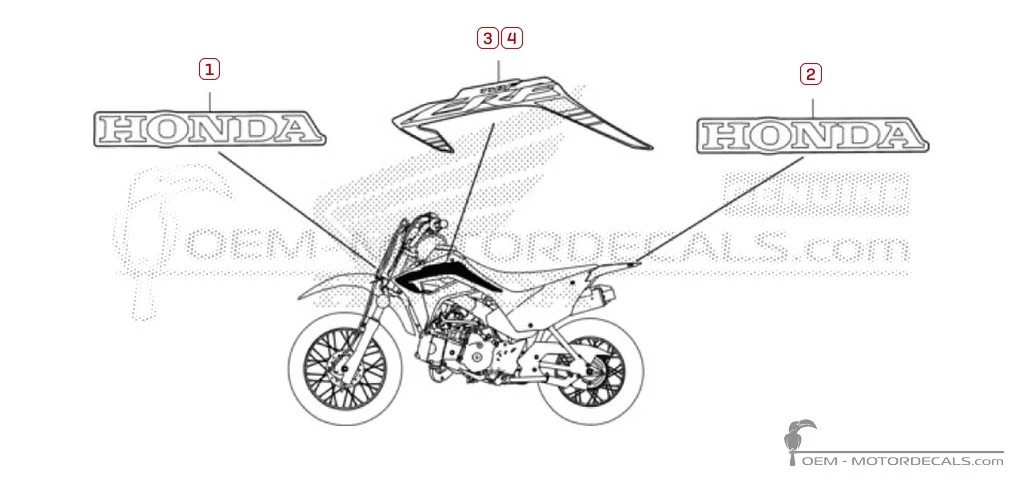 Adesivi per Honda CRF110 2023 • Honda Adesivi OEM