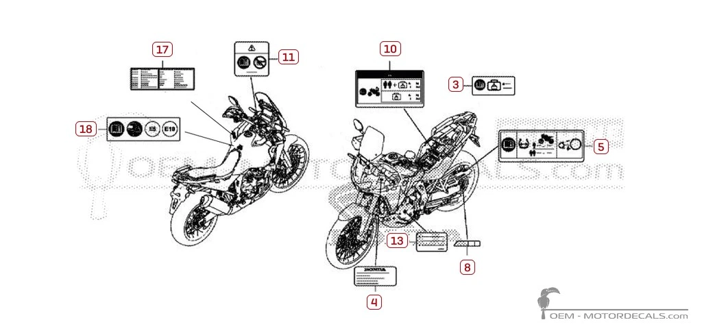 Stickers voor Waarschuwingslabels • Honda OEM Stickers