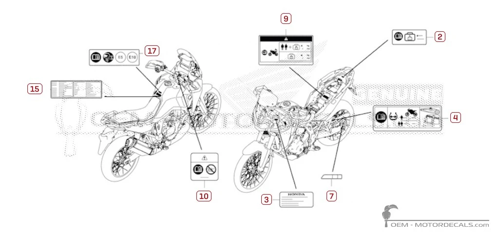 Naklejki do Naklejki ostrzegawcze • Honda Naklejki OEM