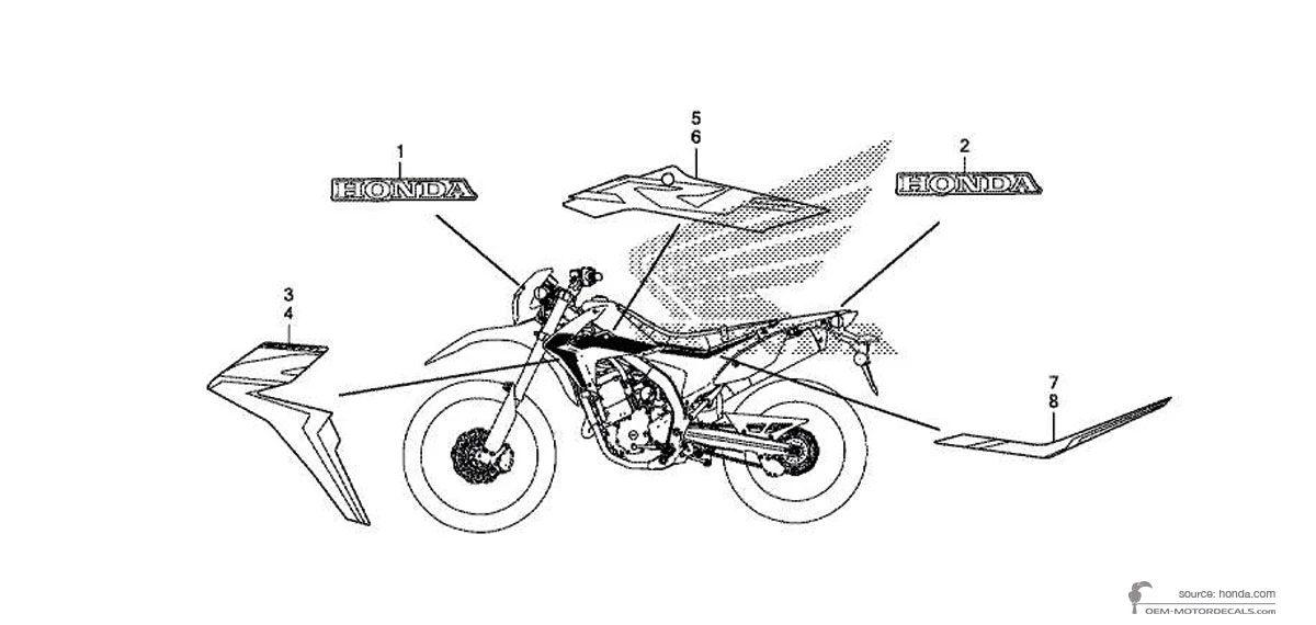 Decals for Honda CRF250L 2017 - Red • Honda OEM Decals