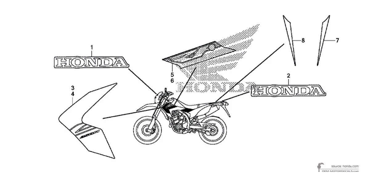 Aufkleber für Honda CRF250M 2014 - Schwarz • Honda OEM-Aufkleber