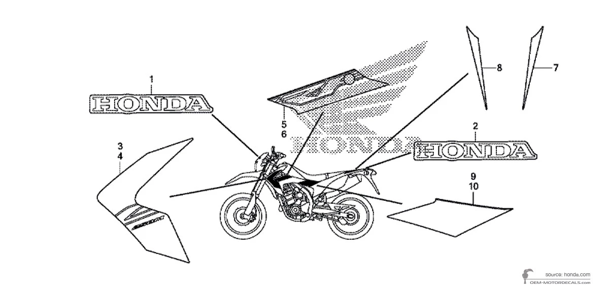 Adesivi per Honda CRF250M 2014 - Rosso • Honda Adesivi OEM