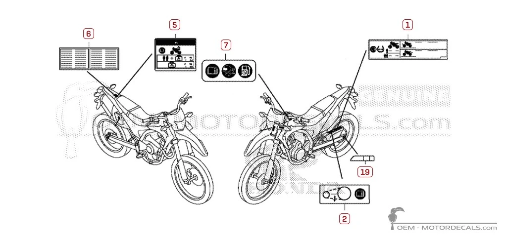 Aufkleber für Warnhinweise • Honda OEM-Aufkleber