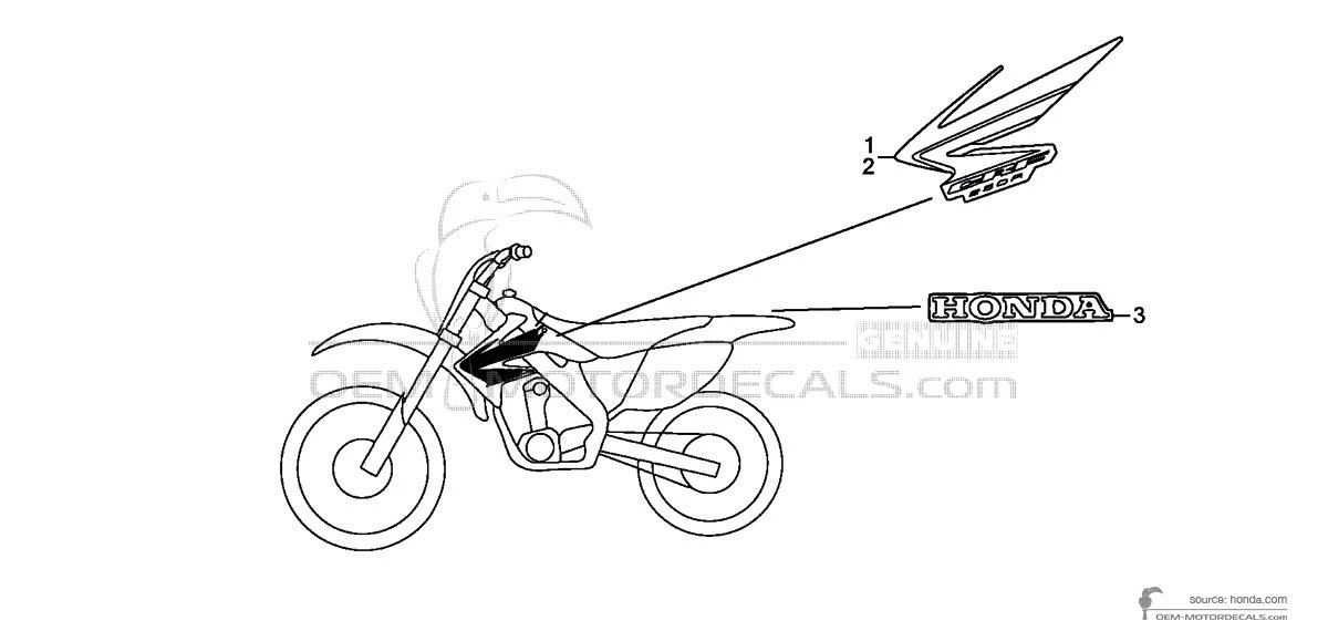 Naklejki do Honda CRF250R 2007 - Czerwony • Honda Naklejki OEM
