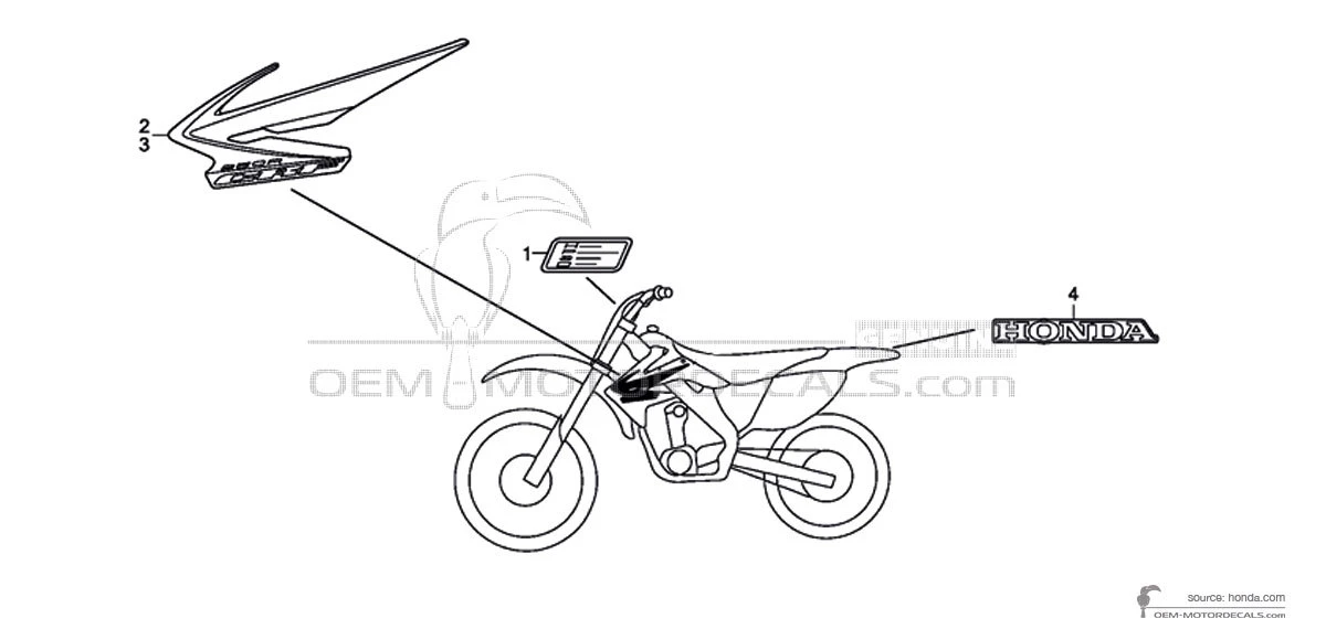 Decals for Honda CRF250R 2008 - Red • Honda OEM Decals