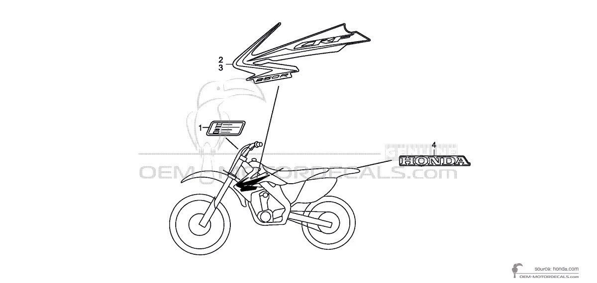 Naklejki do Honda CRF250R 2009 - Czerwony • Honda Naklejki OEM