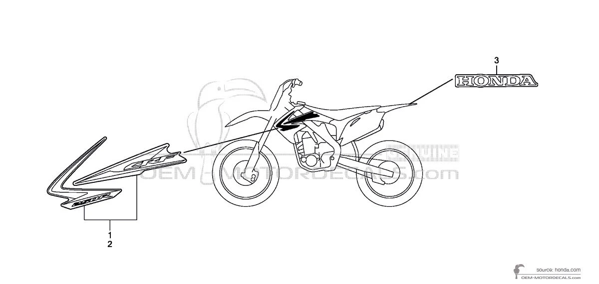 Adesivi per Honda CRF250R 2010 - Rosso • Honda Adesivi OEM