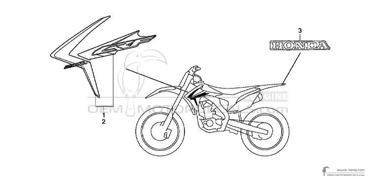 Stickers voor Honda CRF250R 2014 - Rood • Honda OEM Stickers
