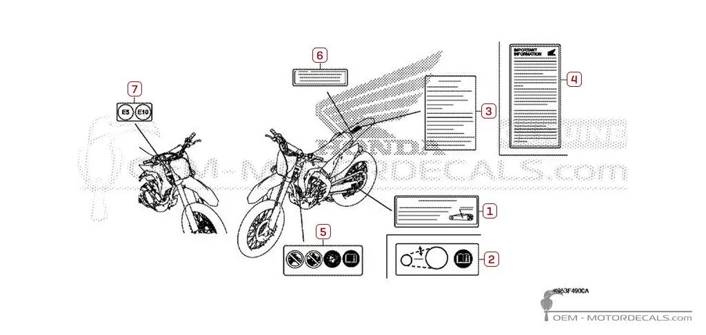 Decals for Caution labels • Honda OEM Decals