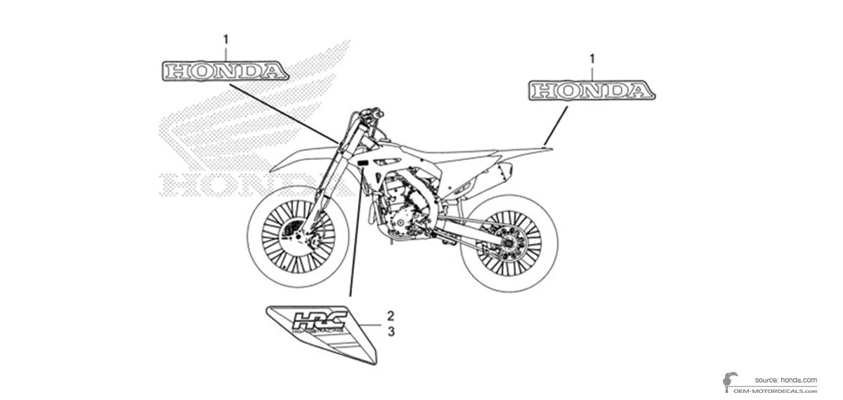 Pegatinas para Honda CRF250R 2023 - Rojo • Honda Pegatinas OEM