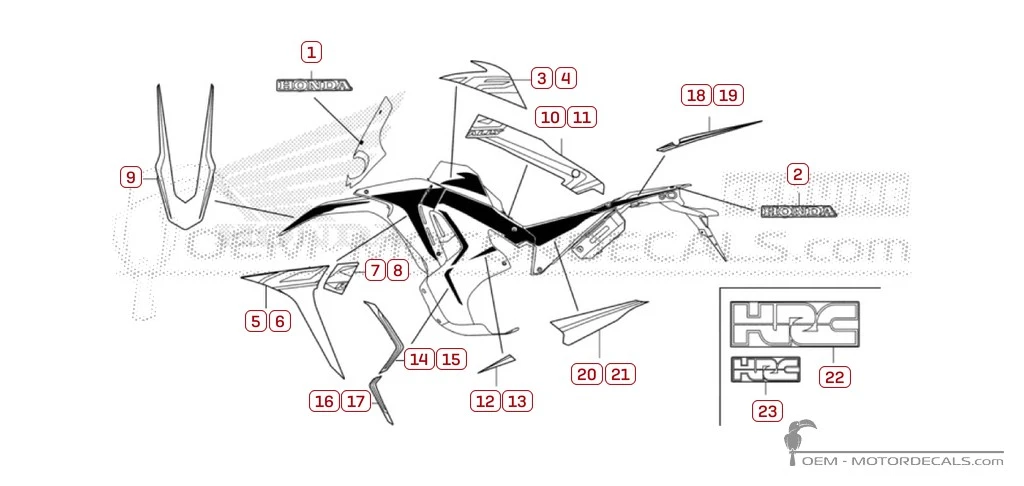 Decals for Honda CRF300 Rally 2021 • Honda OEM Decals