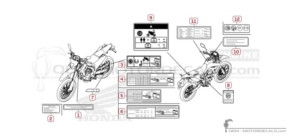 Aufkleber für Warnhinweise • Honda OEM-Aufkleber Aufkleber für Warnhinweise • Honda OEM-Aufkleber