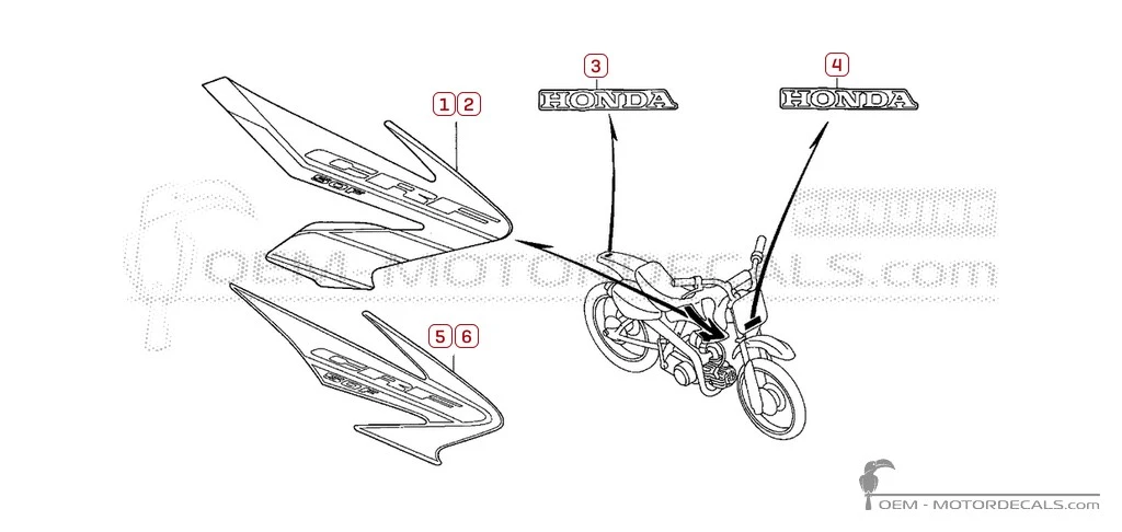 Aufkleber für Honda CRF50F 2005 • Honda OEM-Aufkleber Aufkleber für Honda CRF50F 2005 • Honda OEM-Aufkleber