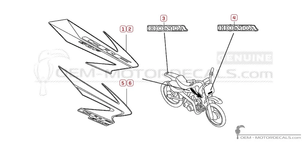 Aufkleber für Honda CRF50F 2007 • Honda OEM-Aufkleber Aufkleber für Honda CRF50F 2007 • Honda OEM-Aufkleber