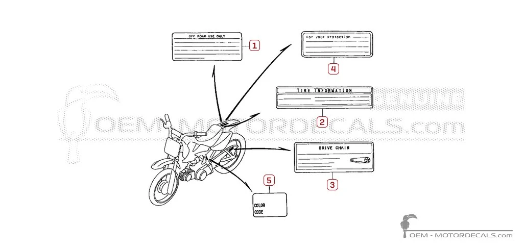 Warnhinweise für CRF50F 2008 • Honda OEM-Aufkleber Warnhinweise für CRF50F 2008 • Honda OEM-Aufkleber