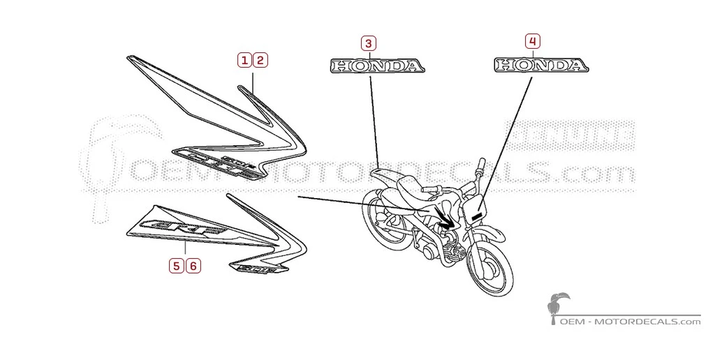 Aufkleber für Honda CRF50F 2008 • Honda OEM-Aufkleber Aufkleber für Honda CRF50F 2008 • Honda OEM-Aufkleber