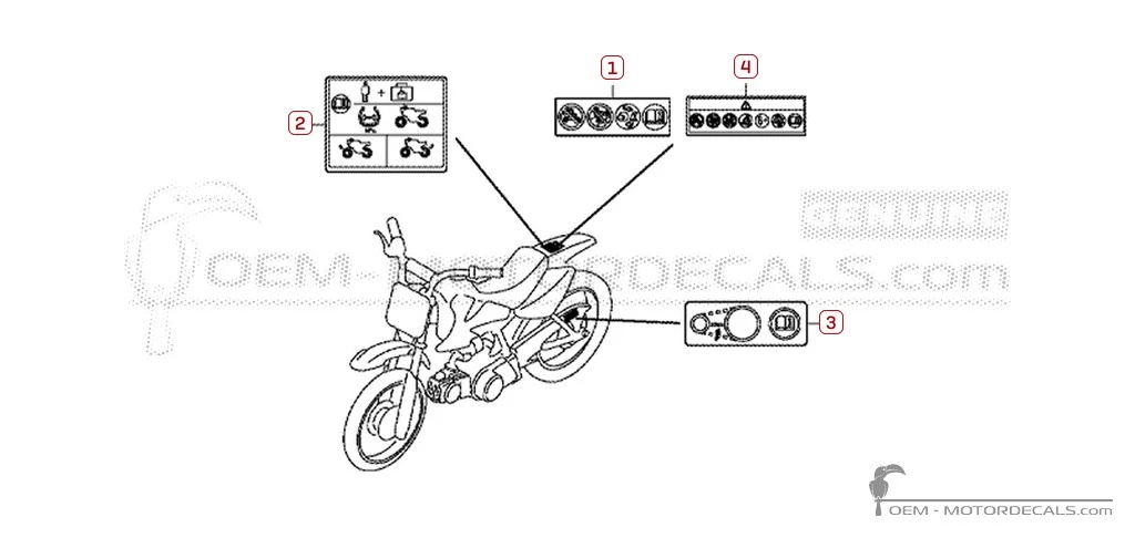 Warnhinweise für CRF50F 2010 • Honda OEM-Aufkleber Warnhinweise für CRF50F 2010 • Honda OEM-Aufkleber