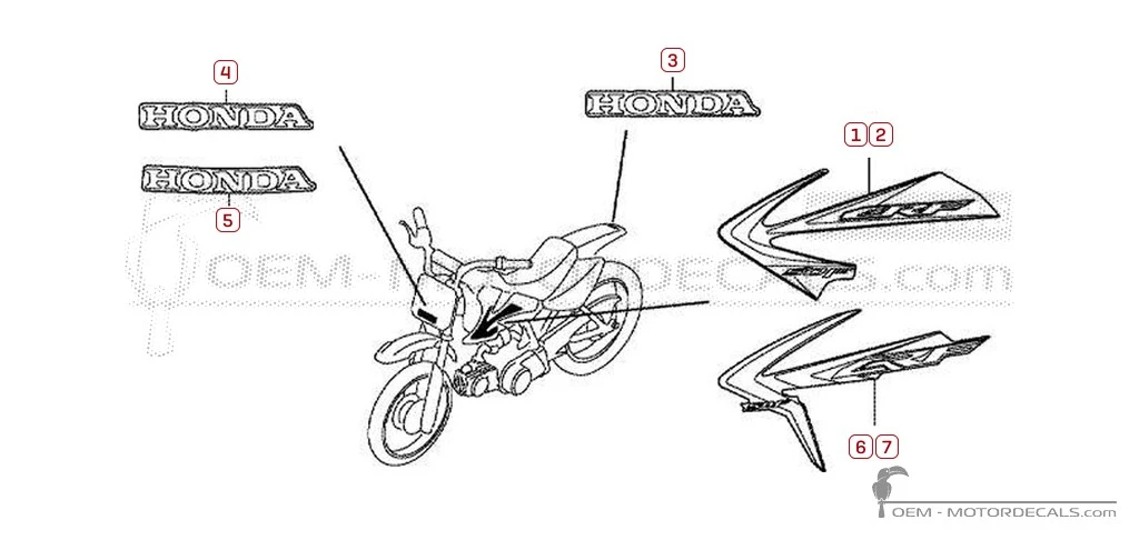 Aufkleber für Honda CRF50F 2017 • Honda OEM-Aufkleber Aufkleber für Honda CRF50F 2017 • Honda OEM-Aufkleber