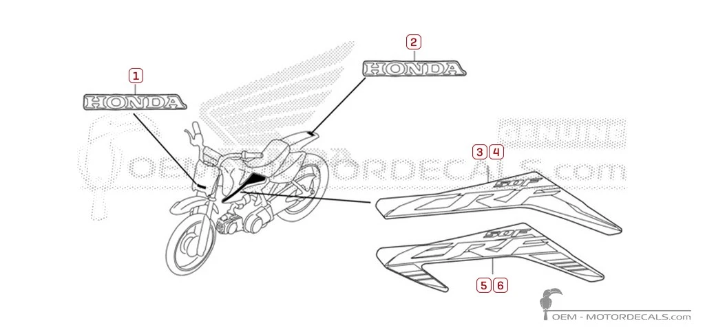 Aufkleber für Honda CRF50F 2023 • Honda OEM-Aufkleber Aufkleber für Honda CRF50F 2023 • Honda OEM-Aufkleber