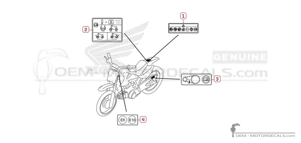 Warnhinweise für CRF50F 2025 • Honda OEM-Aufkleber Warnhinweise für CRF50F 2025 • Honda OEM-Aufkleber