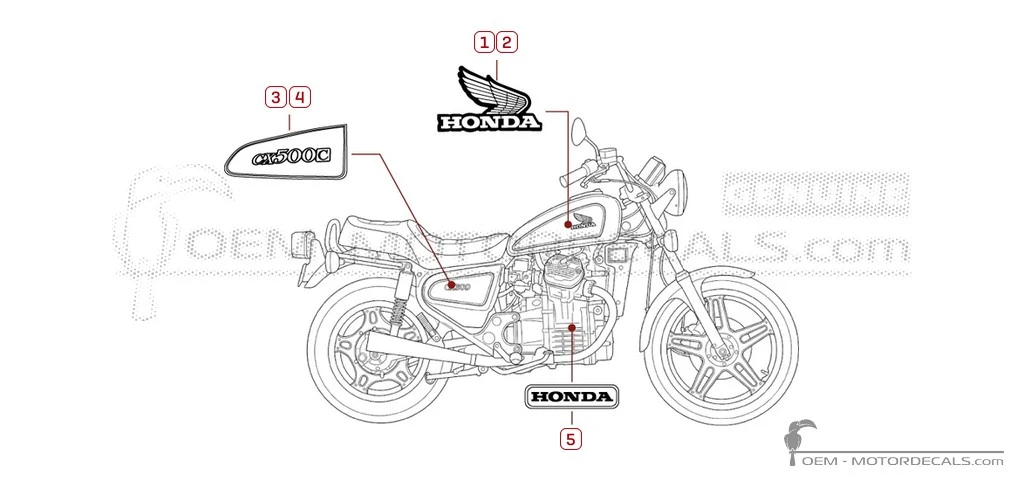 Aufkleber für Honda CX500C CUSTOM 1981 • Honda OEM-Aufkleber Aufkleber für Honda CX500C CUSTOM 1981 • Honda OEM-Aufkleber