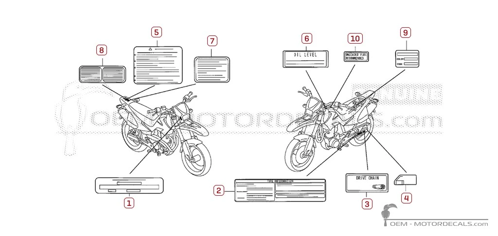 Aufkleber für Warnhinweise • Honda OEM-Aufkleber