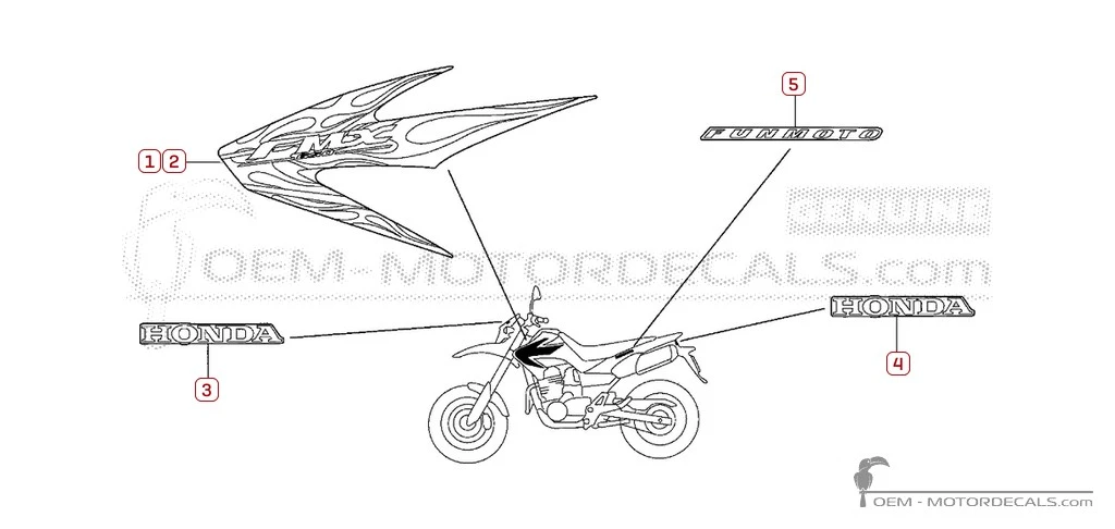 Aufkleber für Honda FMX650 2005 • Honda OEM-Aufkleber