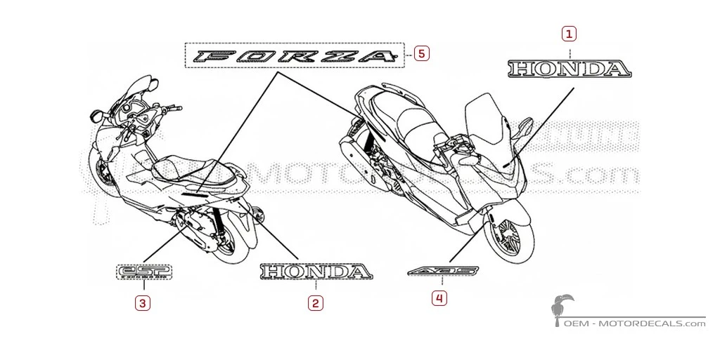 Decals for Honda FORZA 125 2017 • Honda OEM Decals