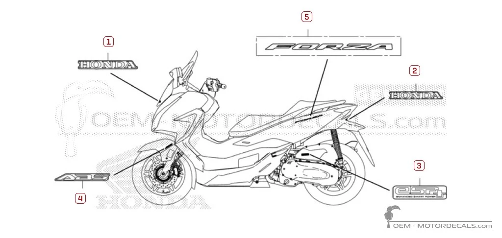 Stickers voor Honda FORZA 125 2021 • Honda OEM Stickers