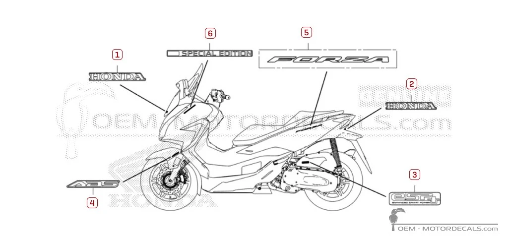 Autocollants pour Honda FORZA 125 Special Edition 2024 • Honda Autocollants OEM