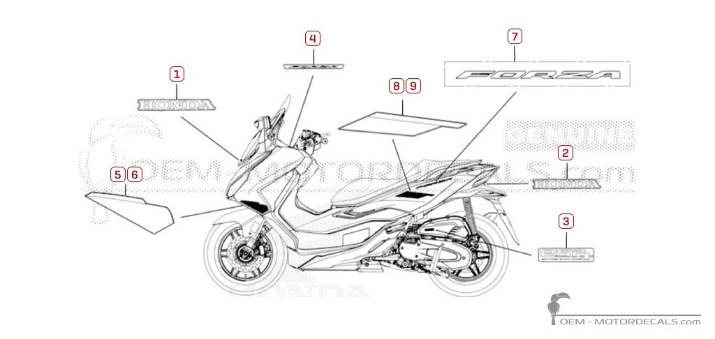 Stickers voor Honda FORZA 125 Special Edition 2025 • Honda OEM Stickers
