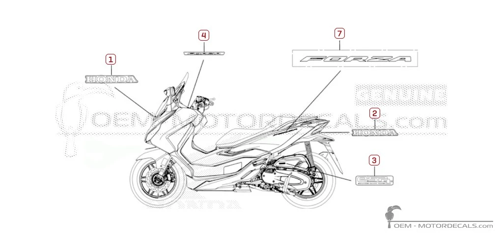 Decals for Honda FORZA 125 2025 • Honda OEM Decals