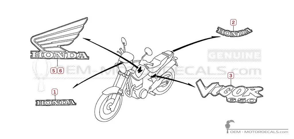 Adesivi per Honda FX650 VIGOR 1999 • Honda Adesivi OEM