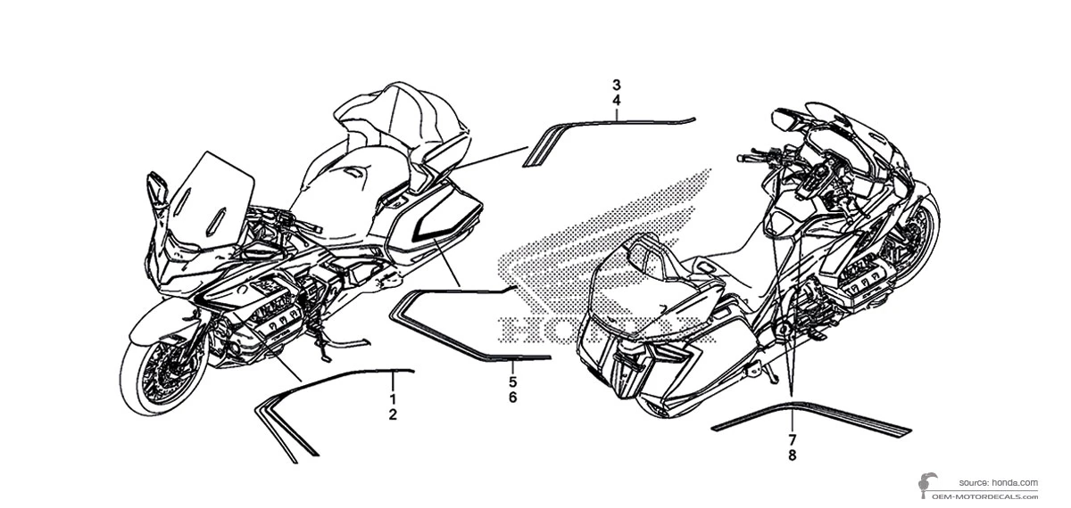 Pegatinas para Honda GL1800 GOLD WING 2018 - Rojo • Honda Pegatinas OEM