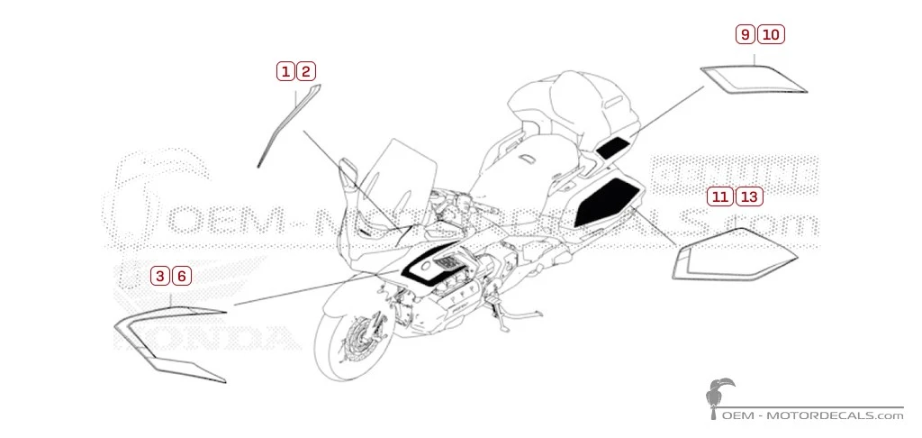 Adesivi per Honda GL1800 GOLD WING 2025 • Honda Adesivi OEM