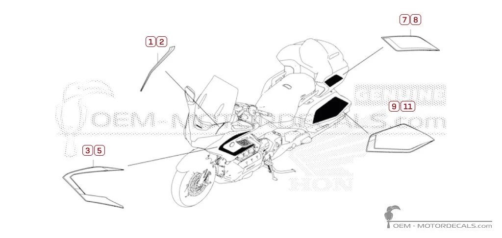 Autocollants pour Honda GL1800 GOLD WING 2026 • Honda Autocollants OEM