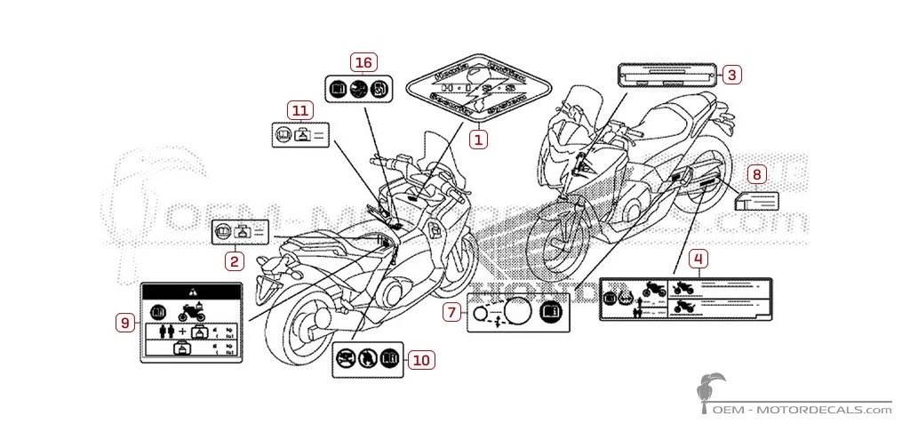 Étiquettes d'avertissement pour INTEGRA 700 2012 • Honda Autocollants OEM