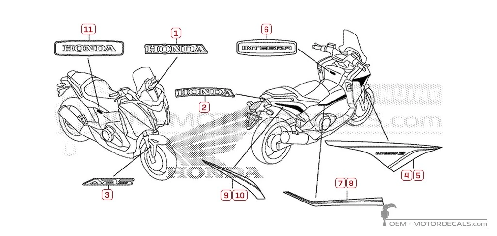 Aufkleber für Honda INTEGRA 750 Sport 2014 • Honda OEM-Aufkleber