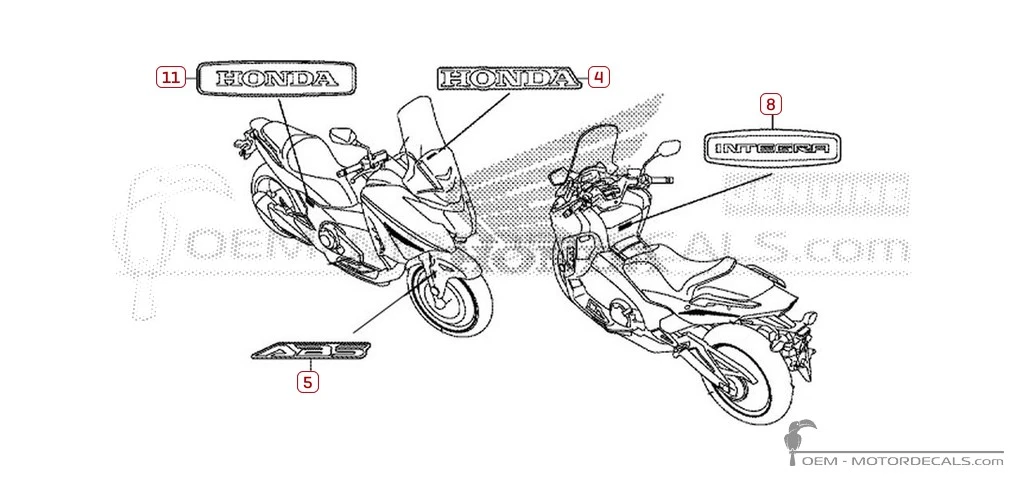 Aufkleber für Honda INTEGRA 750 2018 • Honda OEM-Aufkleber
