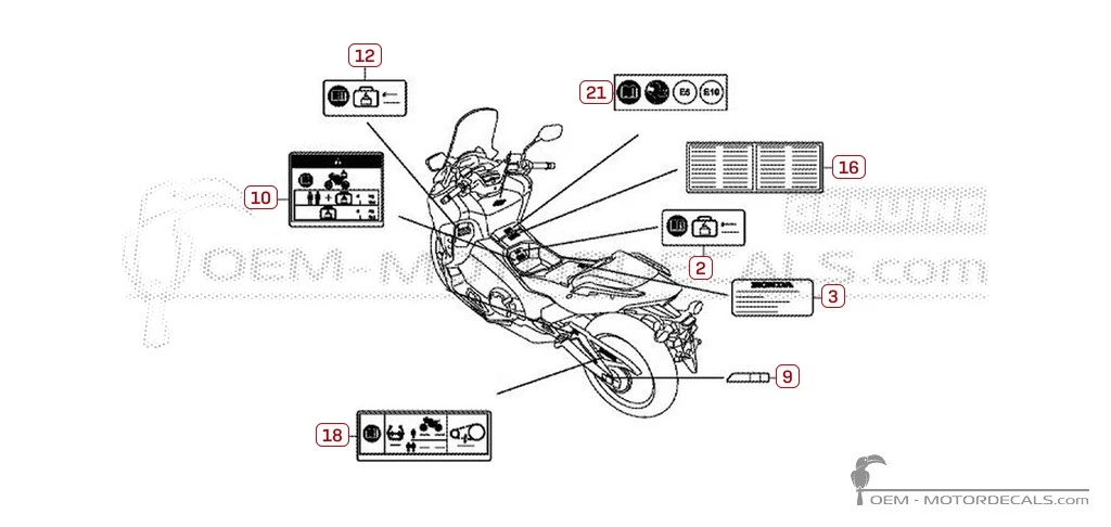Étiquettes d'avertissement pour INTEGRA 750 2018 • Honda Autocollants OEM
