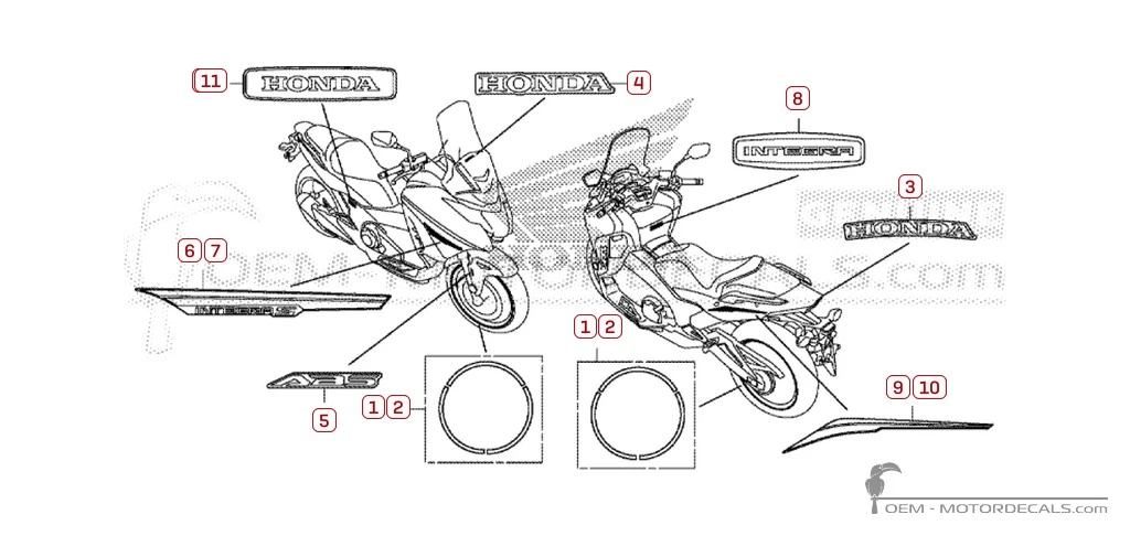 Aufkleber für Honda INTEGRA 750 S  2018 • Honda OEM-Aufkleber